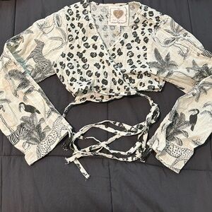 Leopard Print Wrap Crop Top